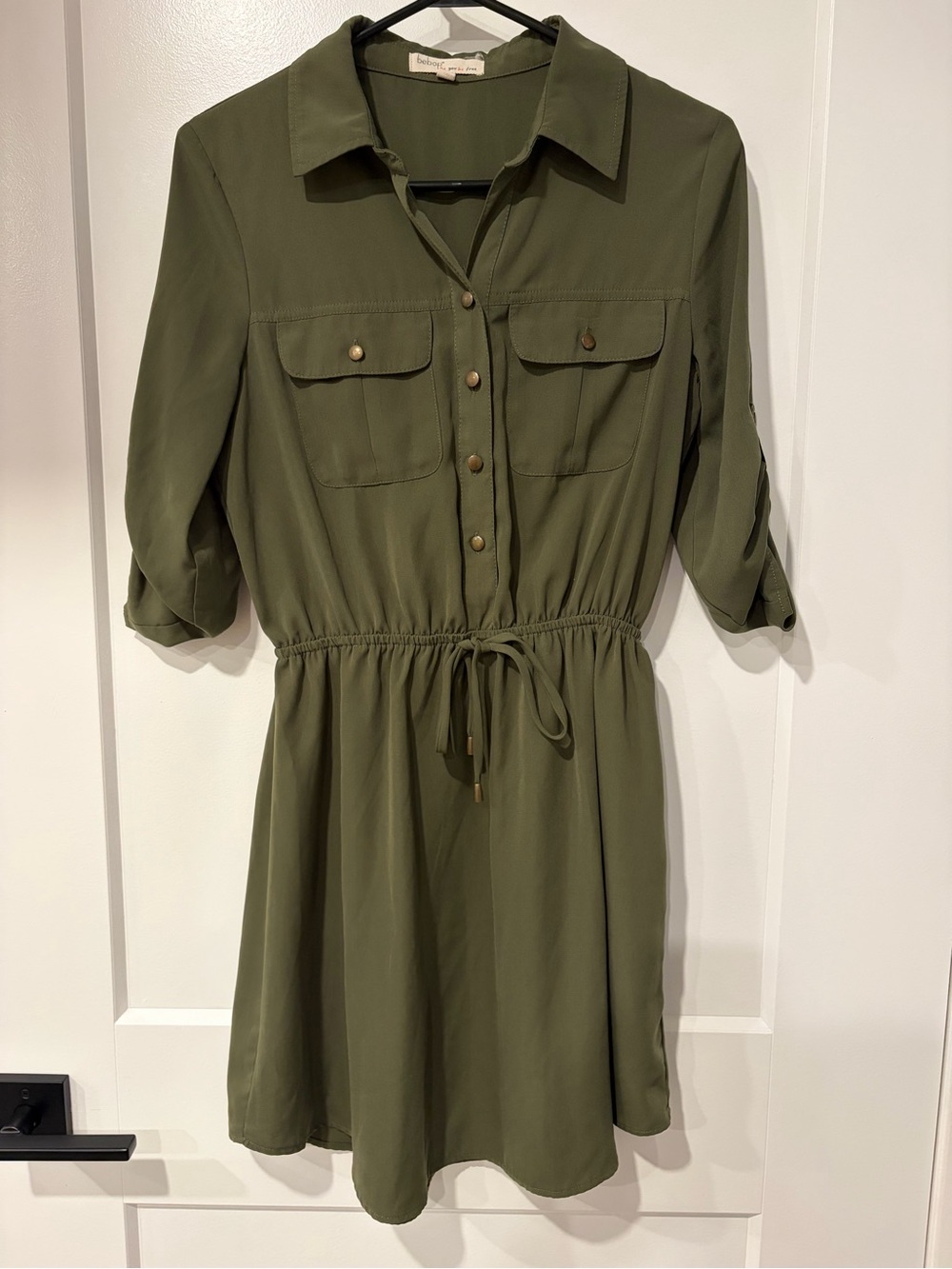 be bop Olive Utility Shirt Dress